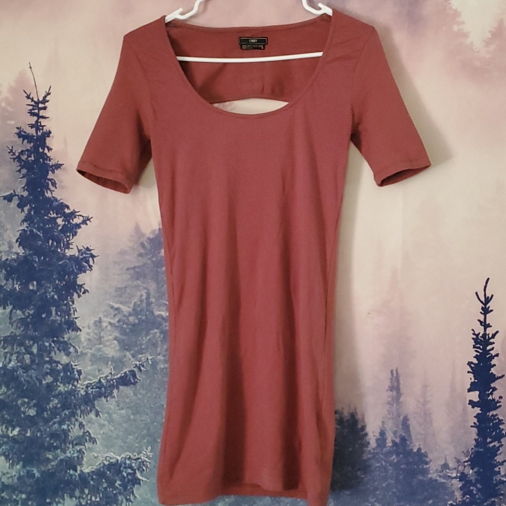 Obey striped fitted dress